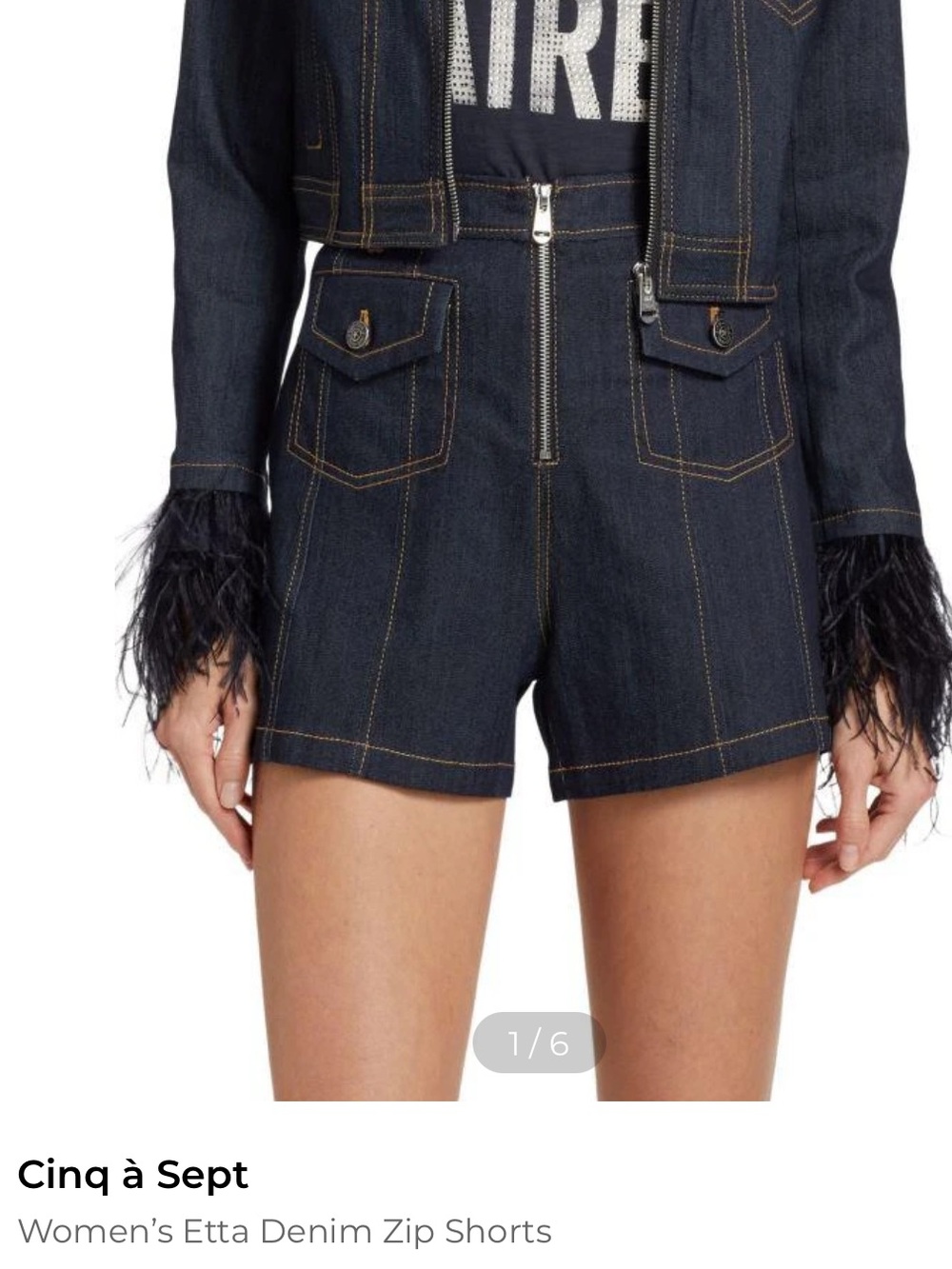 cinq a sept Dark Indigo Denim Zip Shorts